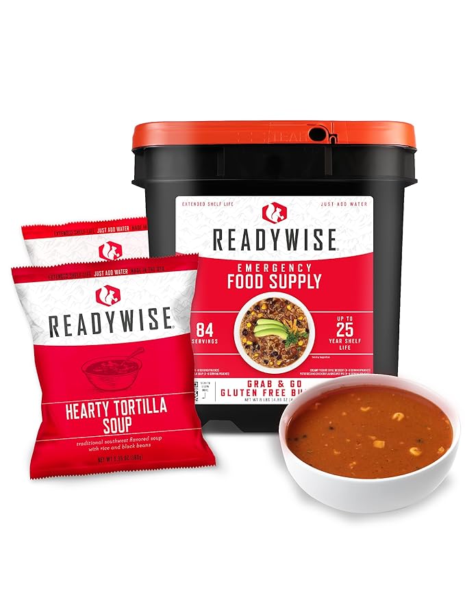 ReadyWise非常食 - グルテンフリー サバイバル食料バケツ 84食分、バックパッキング、キャンプ用品、緊急備蓄用フリーズドライ・乾燥食品、最長25年保存可能