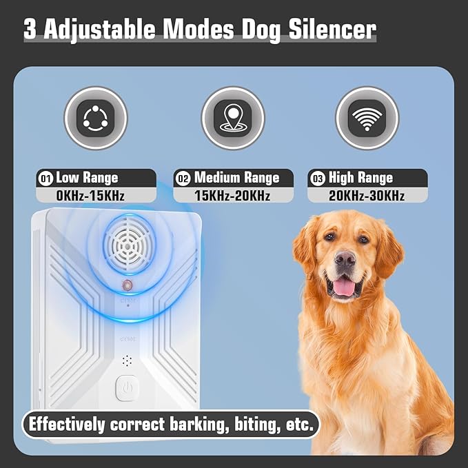 Anti Barking Devices, 3 Modes Ultrasonic Bark Box, Dog Bark Deterrent Devices, Dog Barking Stopper, Anti Barking Device for Dogs Long Range 50ft, Barking Control Devices for Dog Training in Outdoor