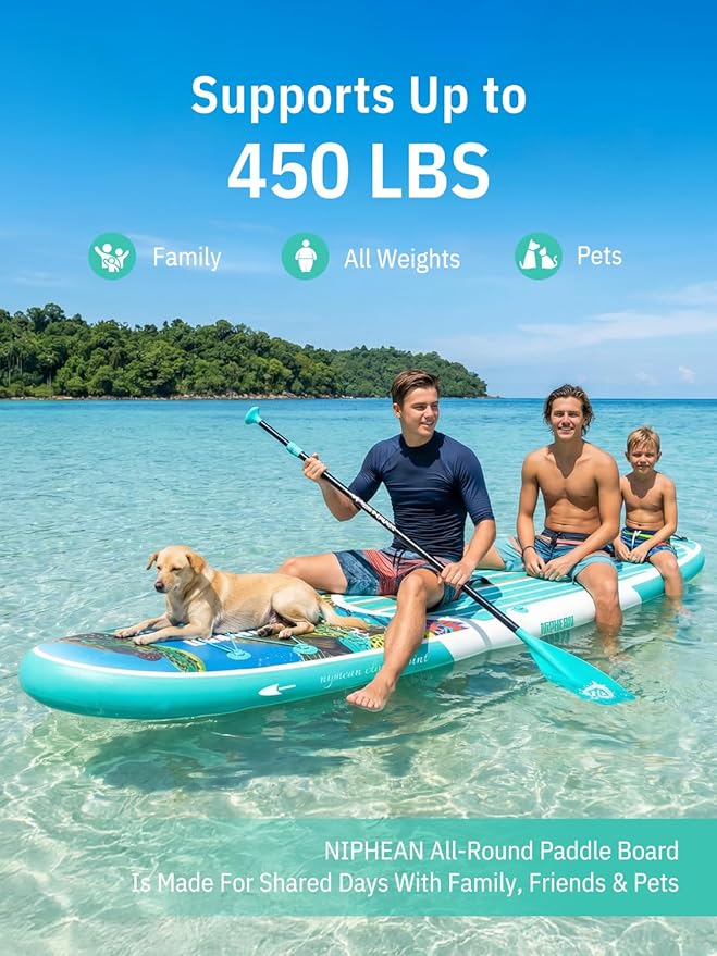 Niphean Inflatable Stand Up Paddle Board with SUP Accessories, Anti-Slip EVA Deck, 10’6’’ Inflatable Paddle Boards for Adults & Youth of All Skill Levels