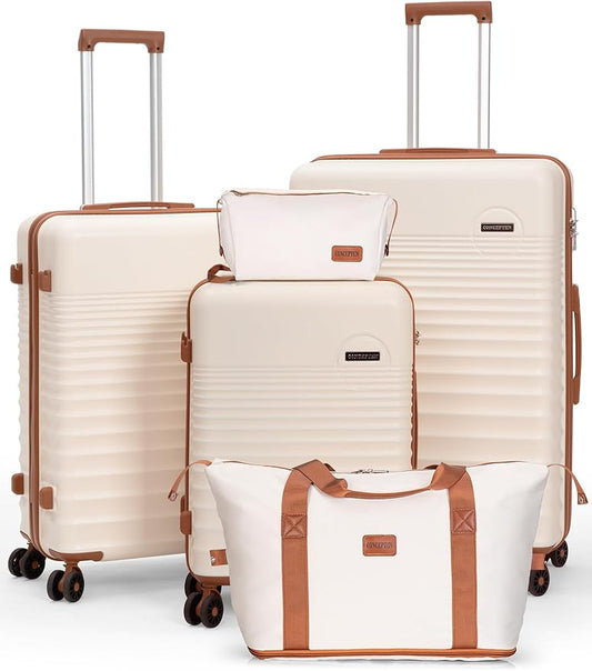 5点セットスーツケース 車輪付き、ハードシェル、TSAロック付きABS機内持ち込み可能、旅行用スーツケース