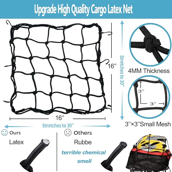 Rear Bike Rack,Bike Cargo Rack,Bicycle Pannier Rack with Reflector and Cargo Net,Height Adjustable Fit 26”-29” and 700c Bike with Non-disc Brake,BCR04
