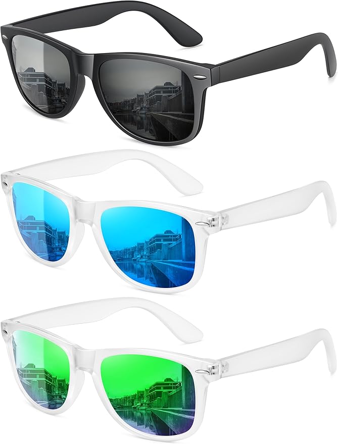 MEETSUN Polarized Sunglasses for Women Men Classic Retro Trendy Driving Sun Glasses UV400 Protection (3 Pack)