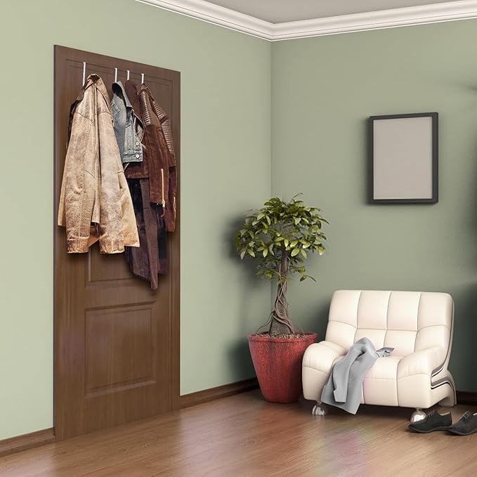 Unjumbly 4 Pack Over The Door Hooks - Fitting Door Width Between 1 3/8" and 1 3/4", Reversible Door Hangers for Hanging Clothes, Towels, Coats and More (White) (White, 2 Pack (Long))