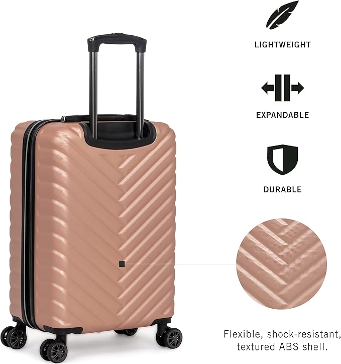 Kenneth Cole REACTION マディソン スクエア 軽量 ハードサイド シェブロン 拡張可能 スピナーラゲッジ、ローズゴールド、2点セット (20インチ & 28インチ)