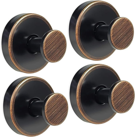 ZESLMG Bronze Suction Cup Hooks for Glass Window, Shower Hook for Inside Shower, Removable Towel Hooks for Bathroom Kitchen Wall Glass Door, Wreaths Loofah Suction Hook for Hanging, 4 Pack