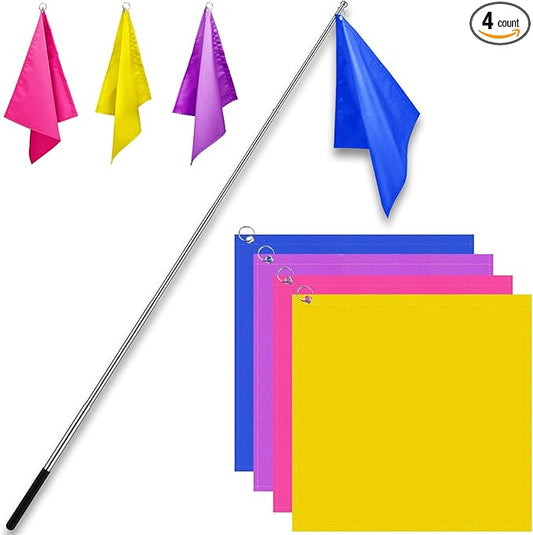 Equestrian Training Flag 4 Pieces Equestrian Training Equipment Nylon Flag with Flagpole