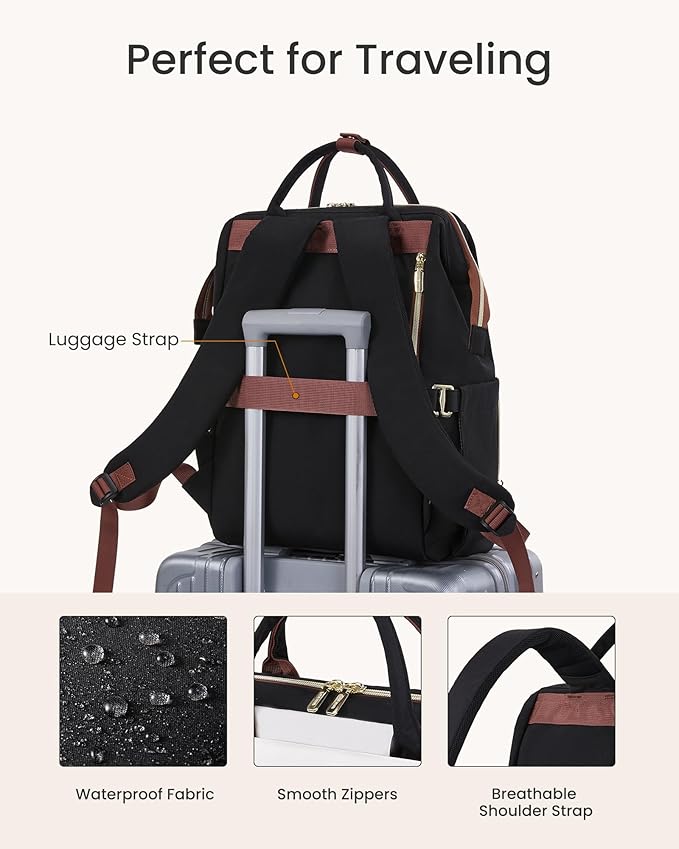 LOVEVOOK Laptop Backpack for Women with Giant Tumbler Holder Pocket, 15.6 inch Travel Work Bag Purse for Nurse Teacher, Waterproof Casual Daypack Bookbag for College Business