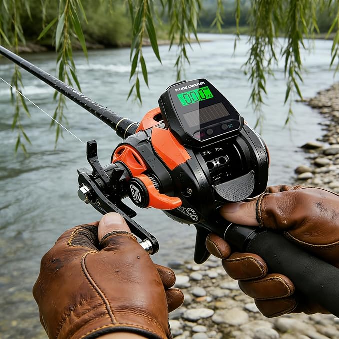Digital Baitcasting Fishing Reel with LCD Display,8 oz Ultralight Electric Baitcaster Reel, 22-35 Lb Max Drag,6.3:1/7.2:1 Gear Ratio,Left/Right Handed,Compact Design for Freshwater & Saltwater