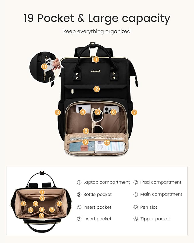 LOVEVOOK Laptop Backpack for Women with Giant Tumbler Holder Pocket,15.6 inch Waterproof Travel Backpack Purse Computer Laptop Bag,Professional Work College Nurse Teacher Backpack Daypack,Dark Green