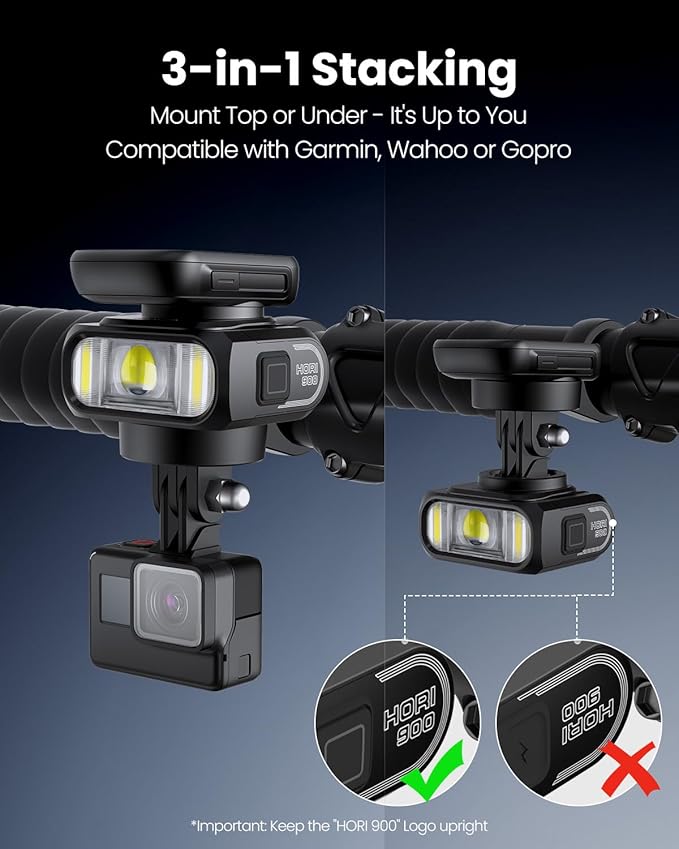 Magicshine Hori 900 Compatible with Garmin/Wahoo Bike Computer Dual Mounted Bike Light 900 Lumens Super Bright Independent DRL Fast USB-C Charging IPX6 Waterproof Rating Bicycle Headlight