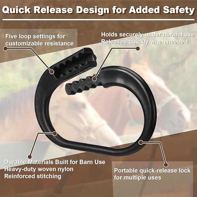 Shinylin 4 Pcs Protective Horse Blocker Tie Multi-Purpose Horse Clip Portable Versatile and Reusable Tie with Quick Release Under Heavy Pressure Design for When Secure is a Concern(Black)