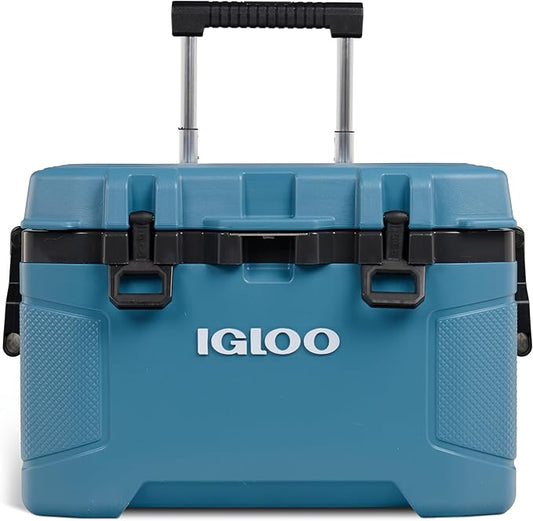 Igloo Trailmate 52Qt Wheeled Cooler, Insulated Hard Shell Ice Chest, Modern Blue