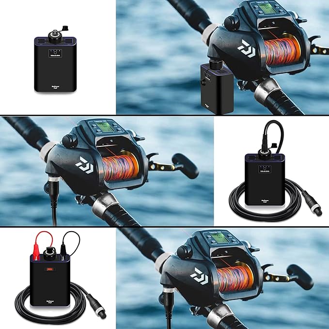 BatPower 7.8-15Ah Prof Electric Fishing Reel Battery for Daiwa Tanacom 1200 1000 800 750 500 Seaborg 500MJ, Shimano BeastMaster ForceMaster Leobritz with Charger