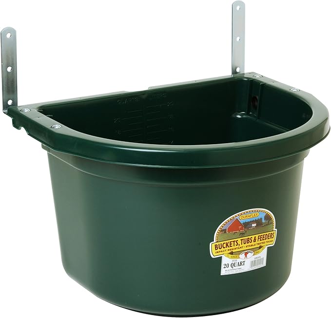 Little Giant® Plastic Fence Feeder | Pig Feeder | Clip On Fence Feeder | Mountable Feed Bucket | 20 Quarts | Green