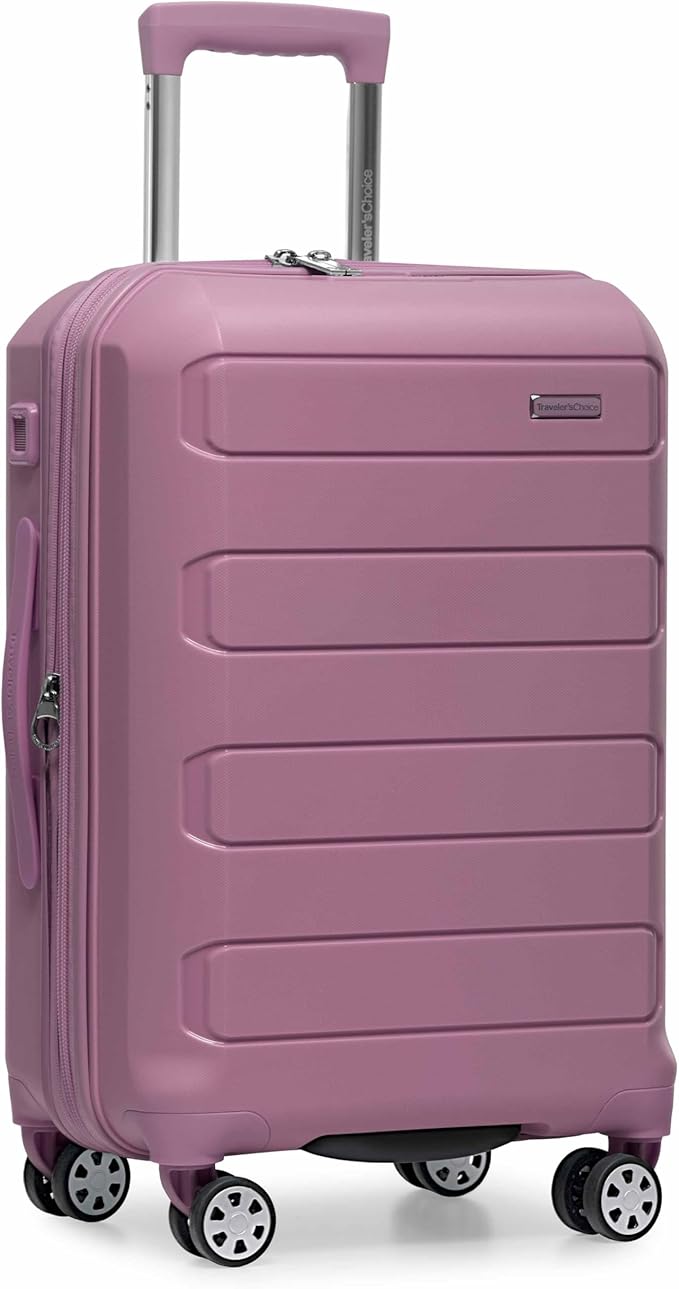 Traveler's Choice Pagosa ハードシェル 拡張可能荷物 スピナーホイール付き モーブ 22インチ 機内持ち込み