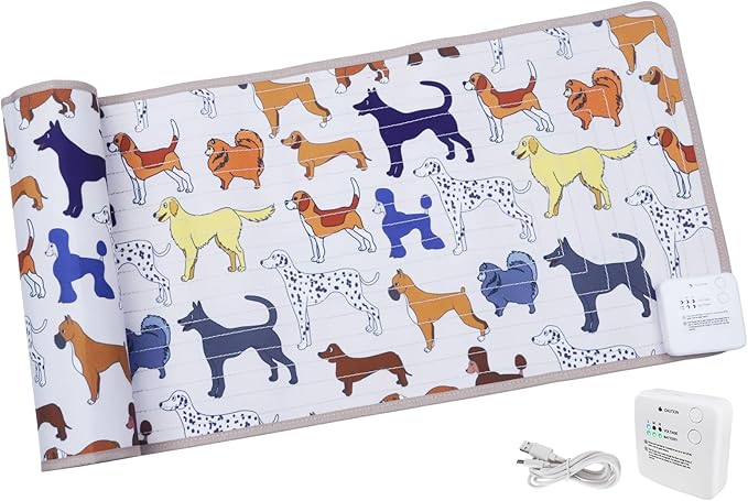DOGNESS Rechargeable Pet Shock Mat, 59"x15" Safe Cat Scat Repellent Mat Electronic Training Pads Keep Dogs and Cats Off Couch, Bed, Indoor Cat Deterrent Mats (Dog Cartoon)