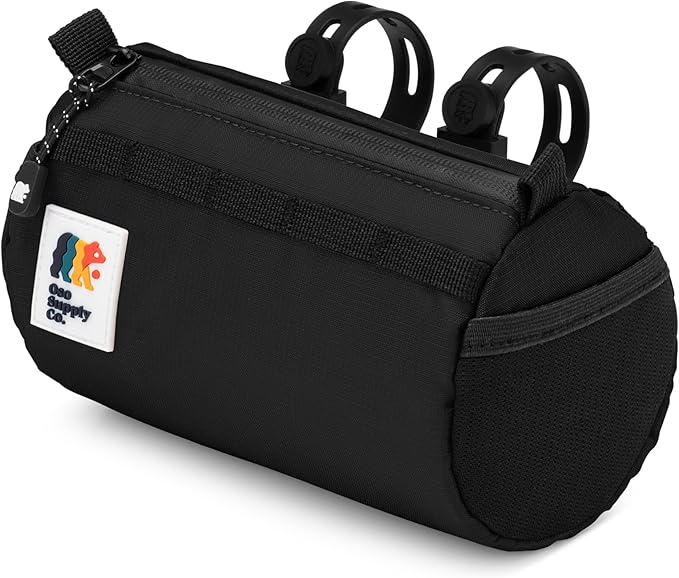 Oso Supply Co Handlebar Bike Bag – Water-Resistant Hard Shell with Quick-Access Zipper, Side Mesh Pockets, and Spacious Storage – Ideal for Cycling, Commuting, and Adventure Rides (Black)