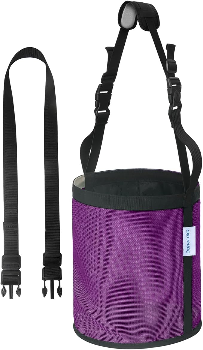 Horse Feed Bag for Grain, Breathable Mesh Feed Bags for Horses, Muzzle Feedbag for Feeding Grain, Anti-Spill Design Feeder, Soft Neck Pad Nose Pad, Universal Fit (Purple Pack of 1)