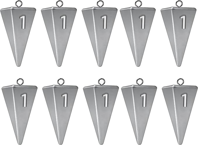 Pyramid Sinkers Fishing Weights, Saltwater Fishing Sinkers for Surf Fishing Gear Tackle - 1oz, 2oz, 3oz