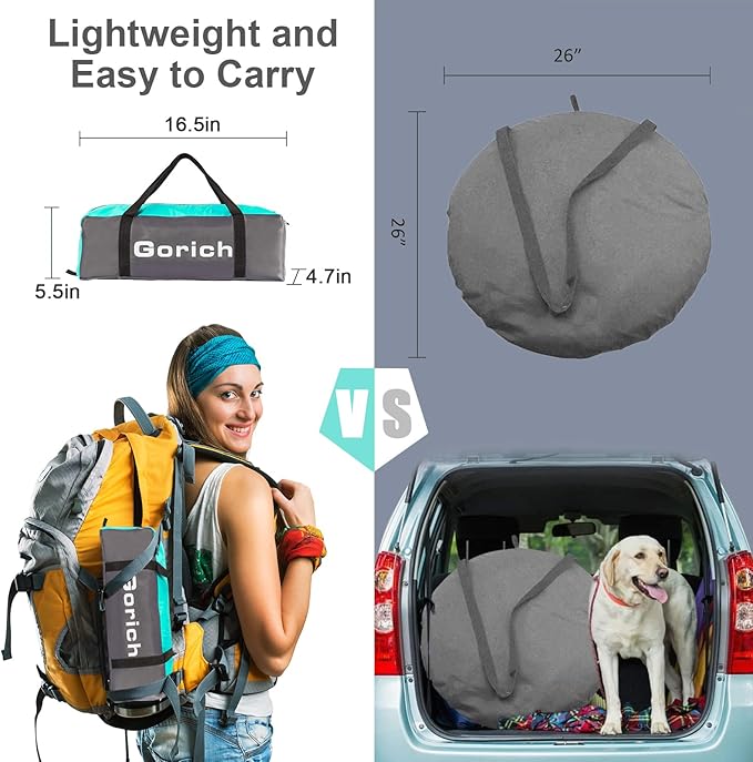 Gorich Beach Tent Sun Shelter for 3/4/6/8/10 Person with UPF 50＋ UV Protection, Lightweight & Easy Setup Beach Shade Canopy, Portable Beach Shade Tent Beach Cabana