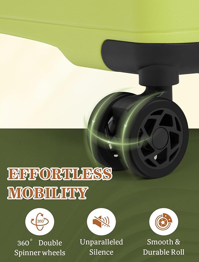 4-piece luggage sets, suitcases with wheels, PP hard-shell luggage, upgraded shock-absorbing universal wheels and built-in lock, carry-on luggage set.