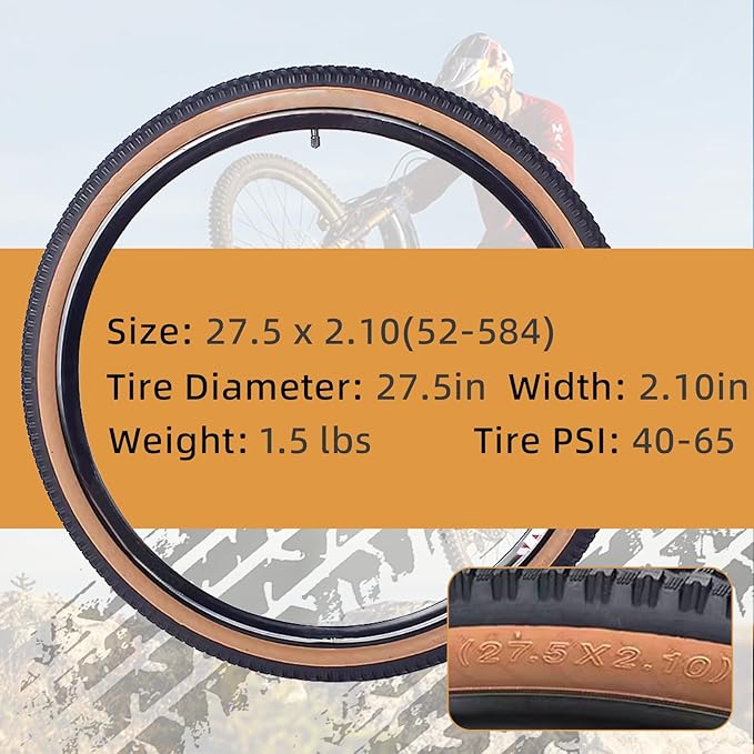 2-Pack Hybrid Bike Tire Kit: 26/27.5/29-inch Lightweight Bicycle Replacement Tires with Inner Tubes and Tire Levers Compatible with MTB,Urban Bike,26 x 1.95/27.5 x 2.1/29 x 2.25