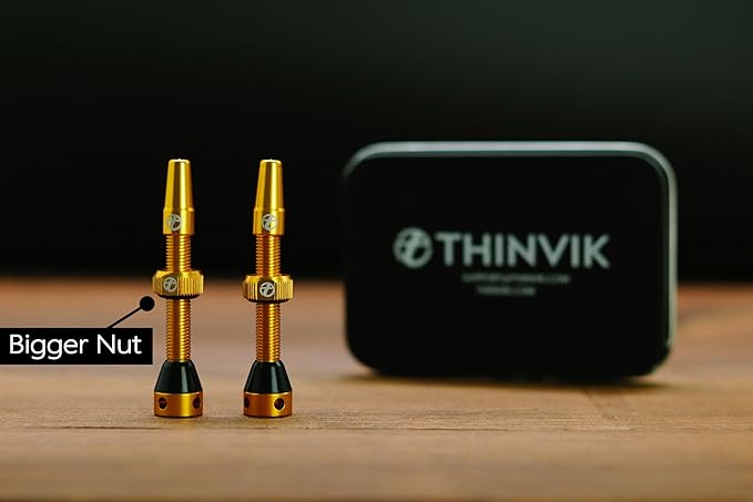 Thinvik Presta Tubeless Valve Stem 44/48/65/70/85mm,Super Light Alloy Presta Tubeless Valve Stem Kit for Tubeless Tires-2 Tubeless Valve Stem (with Aluminum Alloy Valve Cap) + Valve Core Removal Tool