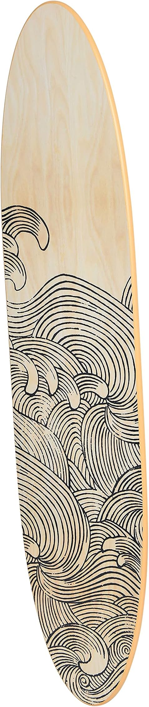 Creative Co-Op Coastal Decorative Surfboard Wall Décor, Wave Design Overlaid On Natural Wood, Hangs Vertical or Horizontal