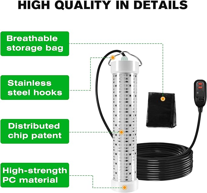 Goldlife 水中集魚灯 400W 40000LM 100フィートケーブル GFCI安全プラグ 明るいグリーンLED 水中ライト 桟橋/ボート/カヤック用 IP69K 淡水・海水対応