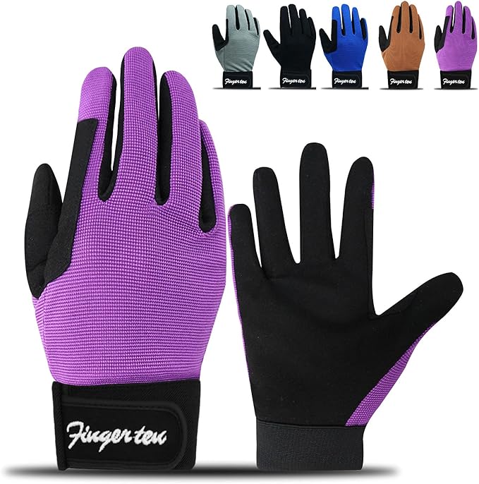 FINGER TEN Horse Riding Gloves Equestrian Women Kids for Girls Boys Mesh Breathable Lightweight Color Pack, Comfortable Grip for Summer