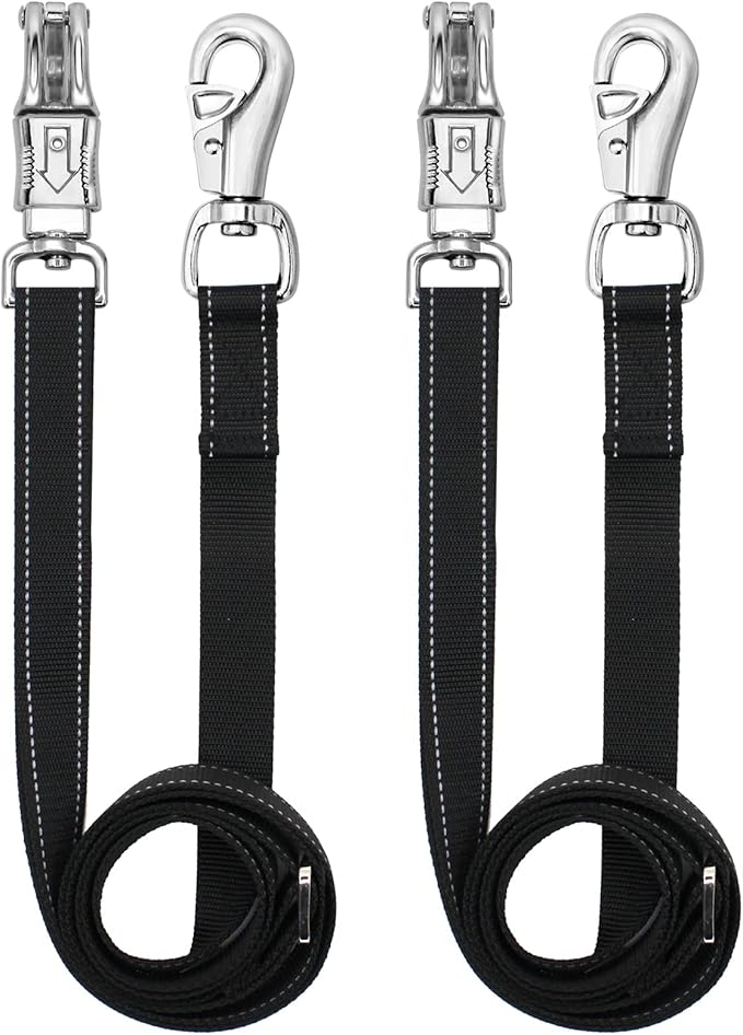 Cross Ties for Horse,Heavy Duty Nylon Trailer Tie with Strong Panic Snap and Bull Snap,Adjustable Length from 45.2" to 78.7",Professional Horse Supplies