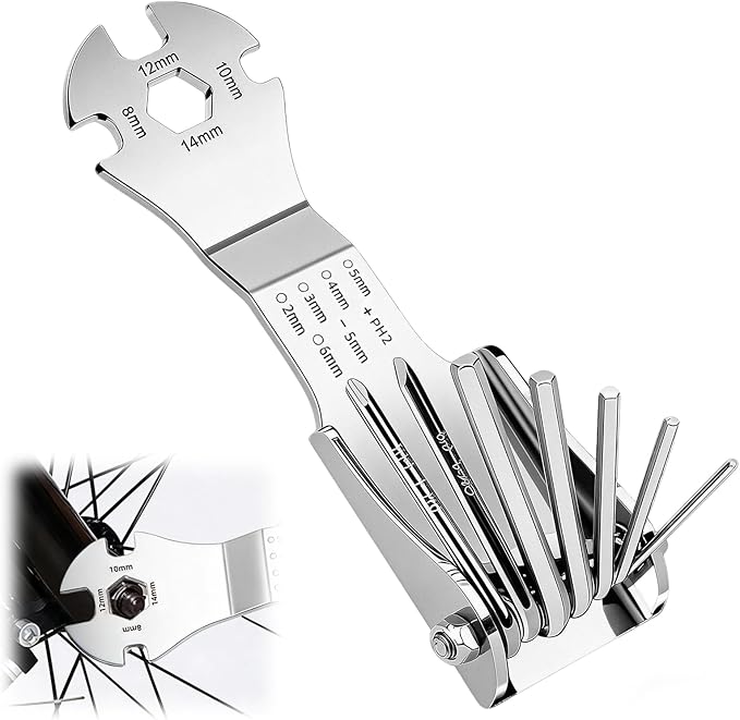 Folding Allen Wrench Set, Heavy Duty CR-V Steel Hex Key Multi-Tool, Double-Hinge Portable Wrench with Ergonomic Grip for Automotive, Bike Repair & DIY Home Improvement