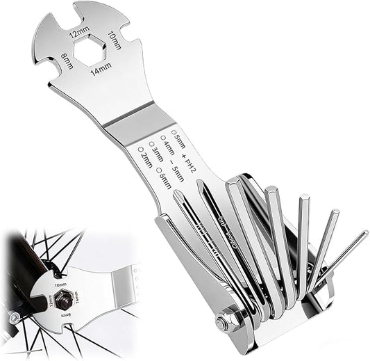 Folding Allen Wrench Set, Heavy Duty CR-V Steel Hex Key Multi-Tool, Double-Hinge Portable Wrench with Ergonomic Grip for Automotive, Bike Repair & DIY Home Improvement