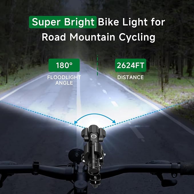 Super Bright Rechargeable Bike Light Set, 4+4 Modes,Powerful Bicycle Front Headlight and Back Taillight,18+ hrs, IPX6 Waterproof Bike Lights for Night Riding, Bike Light for Road Mountain Cycling
