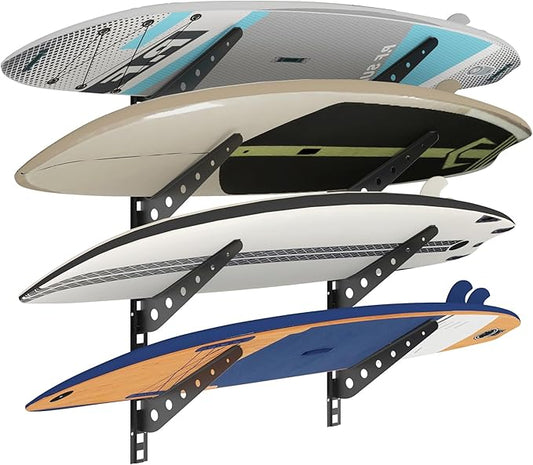 2/3/4/6 Board Horizontal Surfboard Rack, Adjustable Surfboard Wall Mount Display, Surfboard Wall Rack Board Storage Mount System at Home and Garage
