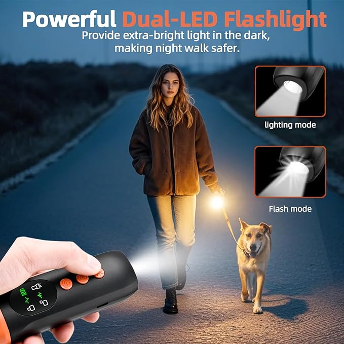 TGHIJKK Ultrasonic Dog Bark Deterrent Device: Rechargeable Anti Barking Device for Dogs with 3 Modes - Up to 35FT Range Safe Humane Training Tool - Small Medium Large Dogs Indoor Outdoor Use