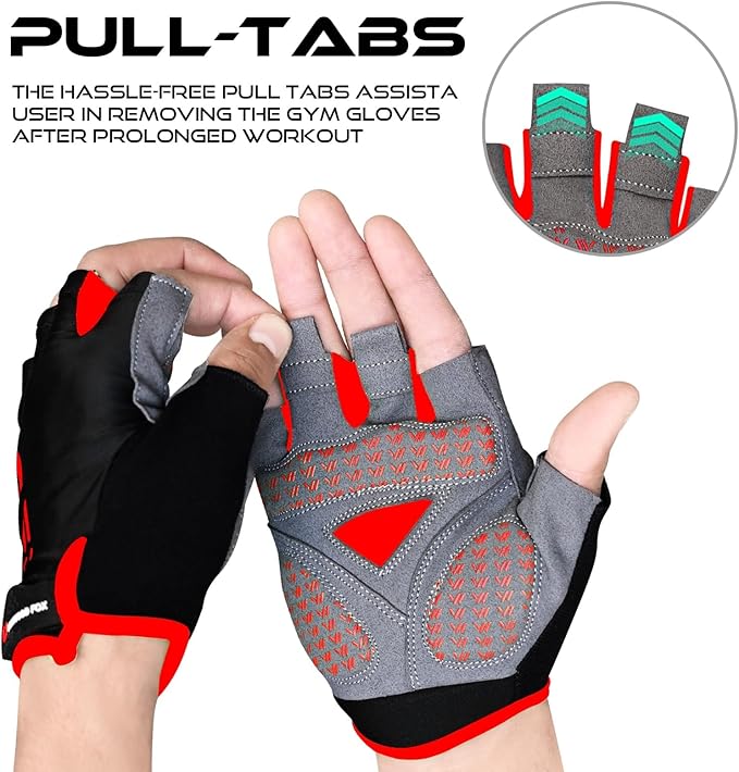 WESTWOOD FOX Cycling Gloves for Men Women,Half Finger Unisex Gel Padded Anti-Slip Mountain Bike Gloves, Breathable Shock Absorption Grip Palm Bicycle Summer Riding MTB Bike Gloves