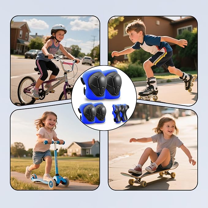 Kids Protective Gear Set Knee Pads for Kids 3-14 Years Toddler Knee and Elbow Pads with Wrist Guards 3 in 1 for Skating Cycling Bike,Biking, Roller Skates, Scooters