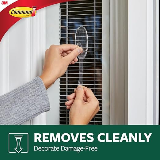 Command Outdoor Medium Clear Wall Hook, 5 Hooks and 6 Strips, Damage-Free Hanging Wall Hook for Hanging Outdoor Wall Decor with Weather Resistant Strips, Holds up to 2 lb