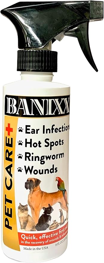 BANIXX Horse and Pet Care Spray, Skin Support for Horses, Dogs, and Cats, Alcohol-Free, Non-Staining, No Odor, Made in USA, All-Weather Grooming Formula, 2 oz