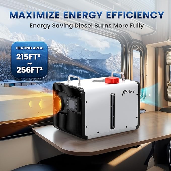 8KWディーゼルヒーターポータブル、HBH2 12Vディーゼルエアヒーター（アプリ制御、10段階温度設定、燃焼効率28%向上、自動スタートストップ、110V/120V AC対応）、自動車、RV、キャンピングカー用、2025年アップグレード版