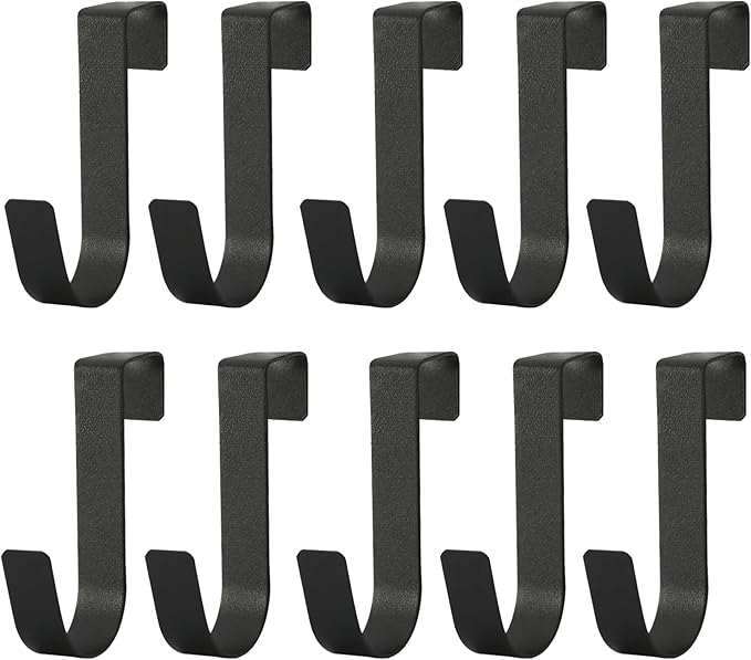 eywlwaar Over The Cabinet Door Single Hooks 10 Pack (10P-Black)