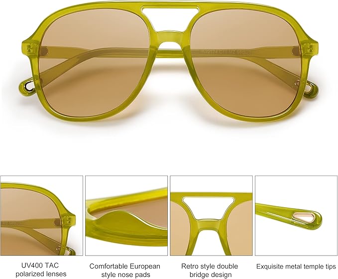 SOJOS Retro Polarized Aviator Sunglasses Womens Mens Classic 70s 80s Vintage Trendy Square Aviators SJ2174