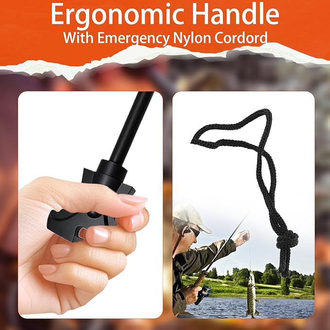 2PCS Magnesium Fire Starter with Striker, High Temp Magnesium Rod, Ferro Rod Fire Starter Survival Tool with 20Pack Waterproof Tinder and Steel Fire Striker for Camping, Hiking and Emergency