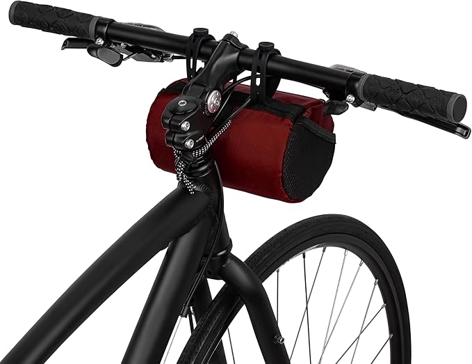 Oso Supply Co Handlebar Bike Bag – Water-Resistant Hard Shell with Quick-Access Zipper, Side Mesh Pockets, and Spacious Storage – Ideal for Cycling, Commuting, and Adventure Rides (Red)