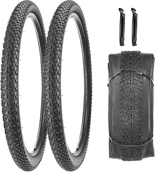 SIMEIQI 2 Pack 20"x2.125"/ 26"x2.1"/ 29"x2.125" Inch Bike Tire with 2 Levers for Mountain Foldable Replacement Beach Bicycle Tires