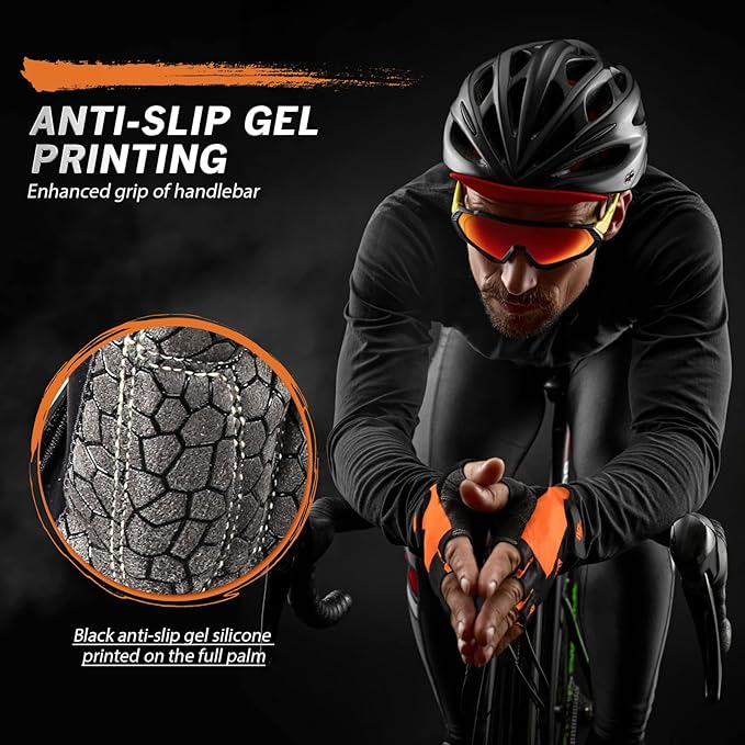Bike Gloves for Men Women with Anti-Slip Shock-Absorbing Pad, Light Weight Half-Finger Cycling Gloves