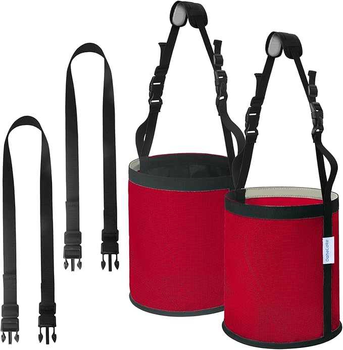 Horse Feed Bag 2 PCs, Breathable Mesh Feed Bags for Horses, Muzzle Feedbag for Feeding Grain, Anti-Spill Design Feeder, Soft Neck Pad Nose Pad, Universal Fit (Red)