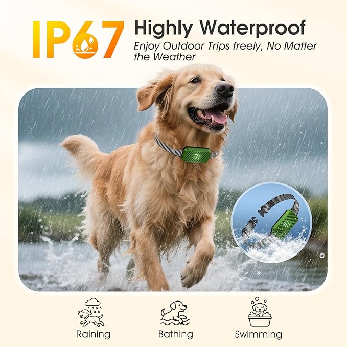 Dog Bark Collar for Large Medium Small Dogs, Effective No-Bark Collar, Smart Barking Collar, Rechargeable Bark Collar with 7 Sensitivity, 3 Modes, Waterproof,Green
