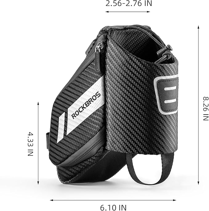ROCKBROS Bike Saddle Bag Bike Seat Bag with Water Bottle Holder Bicycle Bag Under Seat Waterproof for Road Bike